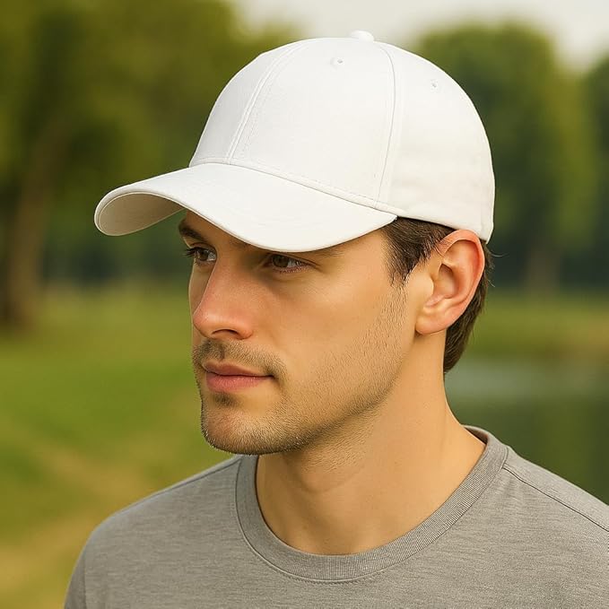 White Pack of 2 Unisex Cotton Baseball Caps – Casual Outdoor Essentials