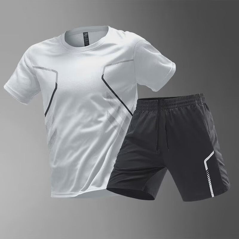 Men’s Ice Silk Sports Suit – Quick-Drying T-Shirt & Shorts Set