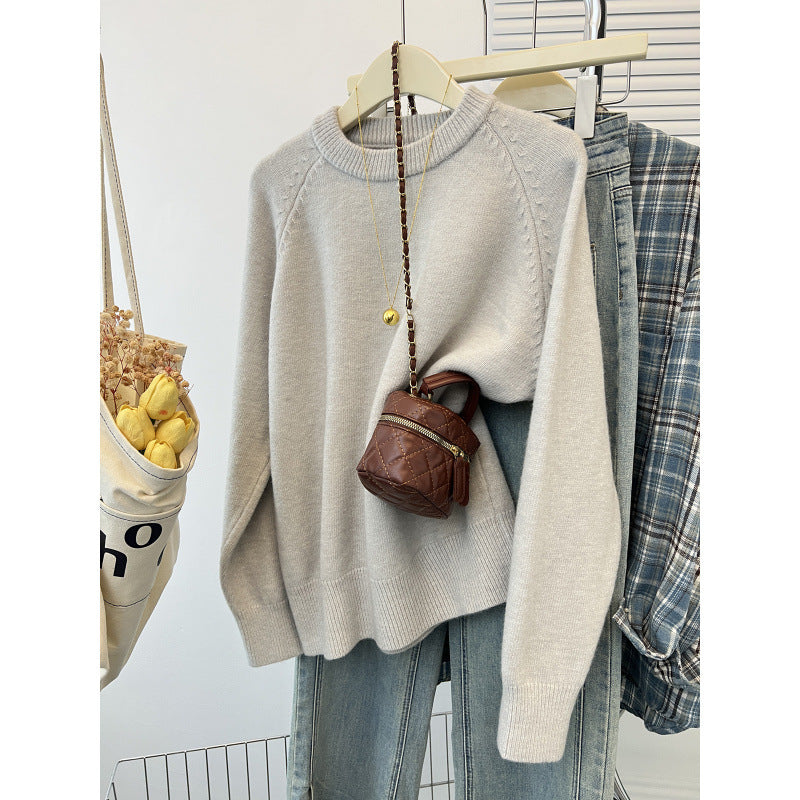 FULL SET - Women’s Autumn/Winter White Pullover Sweater – Thickened & Soft Knit