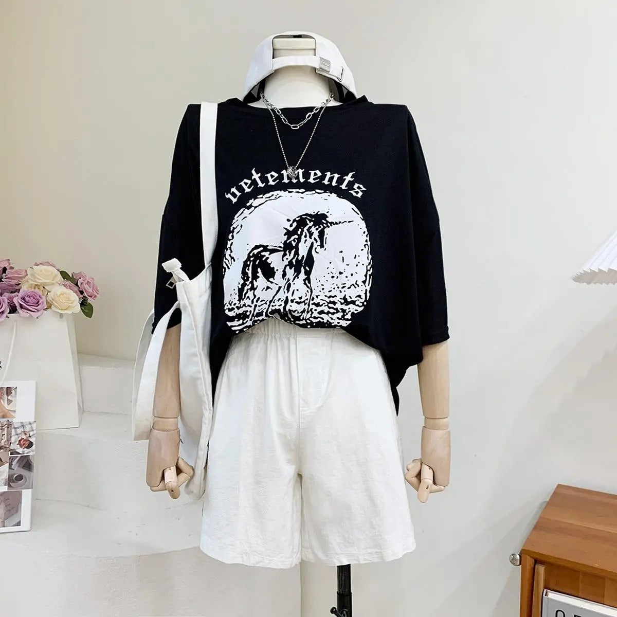 FULL SET - Women’s Modal Unicorn Print T-Shirt – Summer Loose Fit