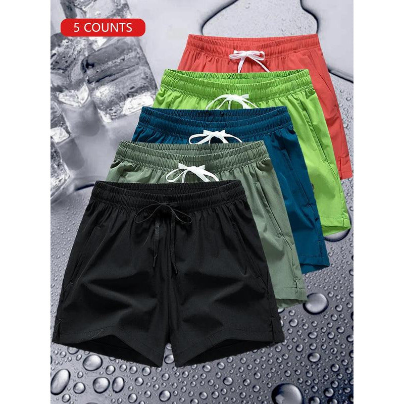 5pcs Pack – Men’s Letter Print Oversized Shorts with Drawstring Waist