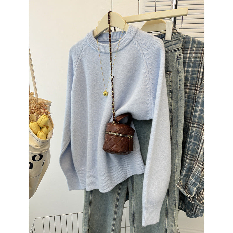 FULL SET - Women’s Autumn/Winter White Pullover Sweater – Thickened & Soft Knit