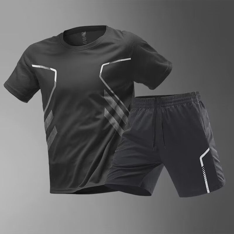 Men’s Ice Silk Sports Suit – Quick-Drying T-Shirt & Shorts Set
