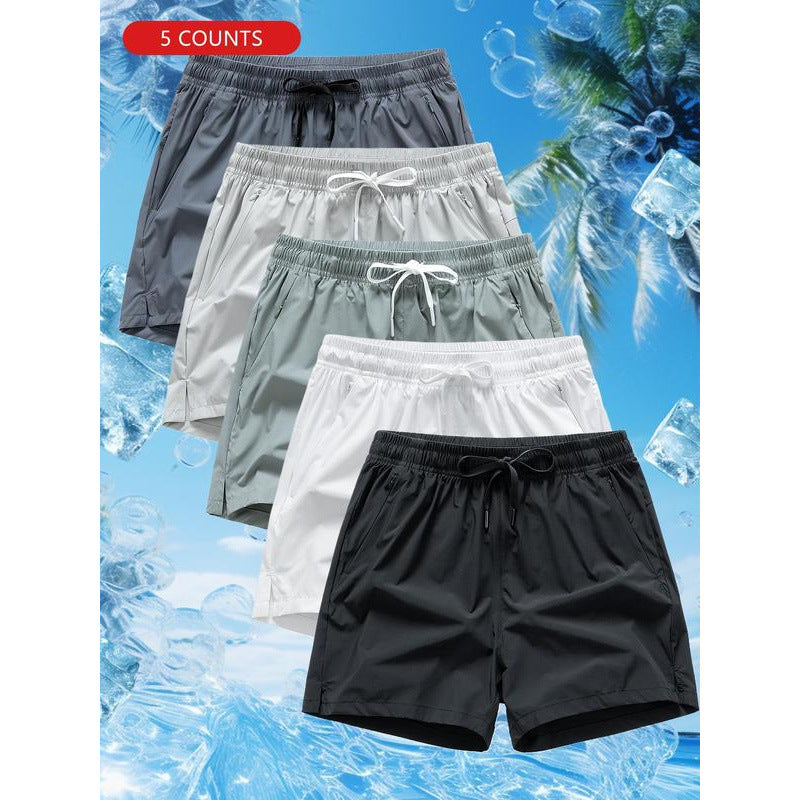 5pcs Pack – Men’s Letter Print Oversized Shorts with Drawstring Waist