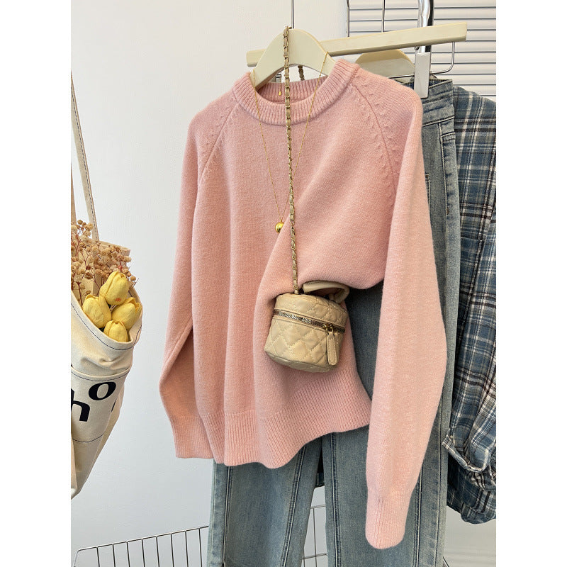 FULL SET - Women’s Autumn/Winter White Pullover Sweater – Thickened & Soft Knit