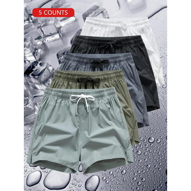 5pcs Pack – Men’s Letter Print Oversized Shorts with Drawstring Waist