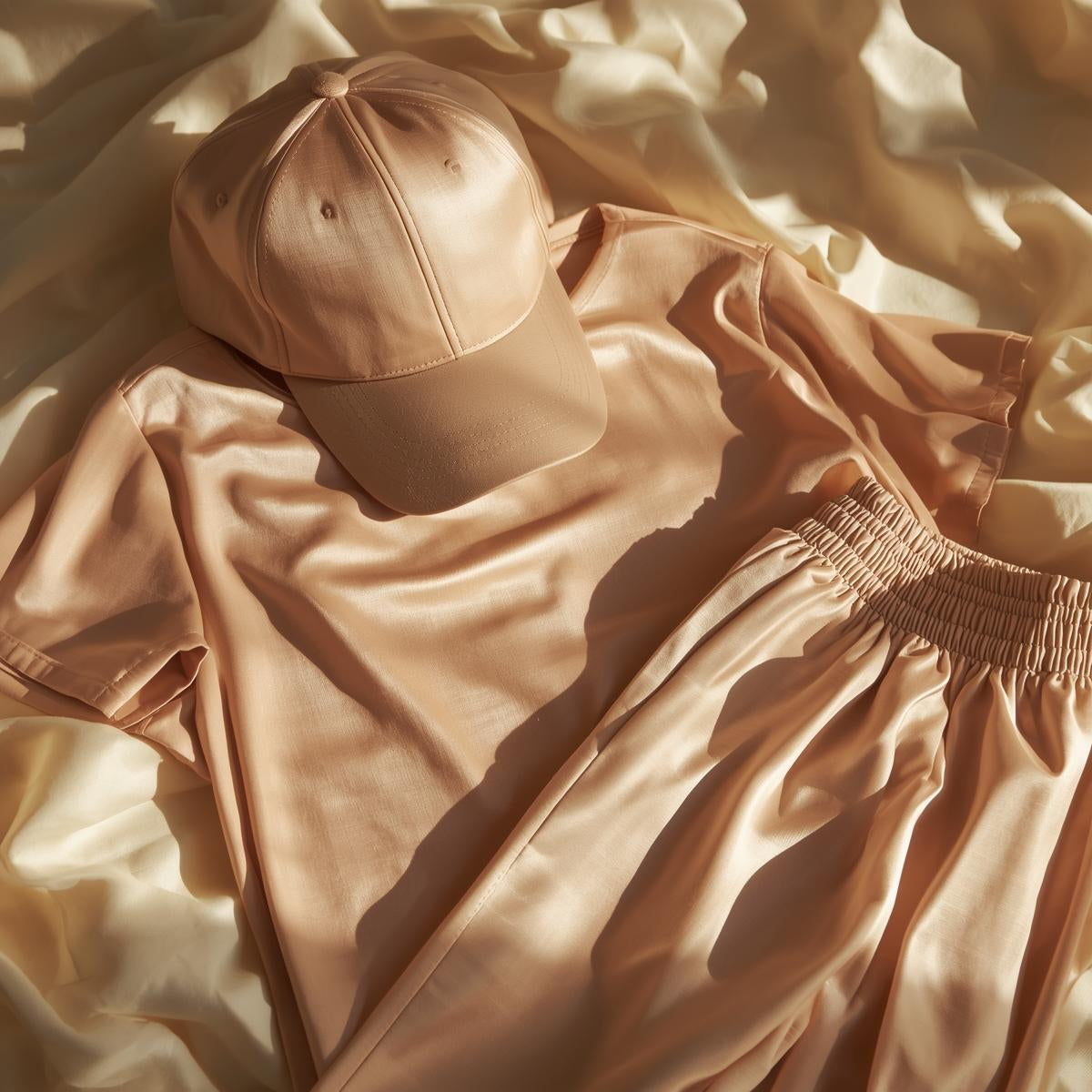 SilkAura Comfort Set (Cap + Silk-Blend Tee + Soft Pants)