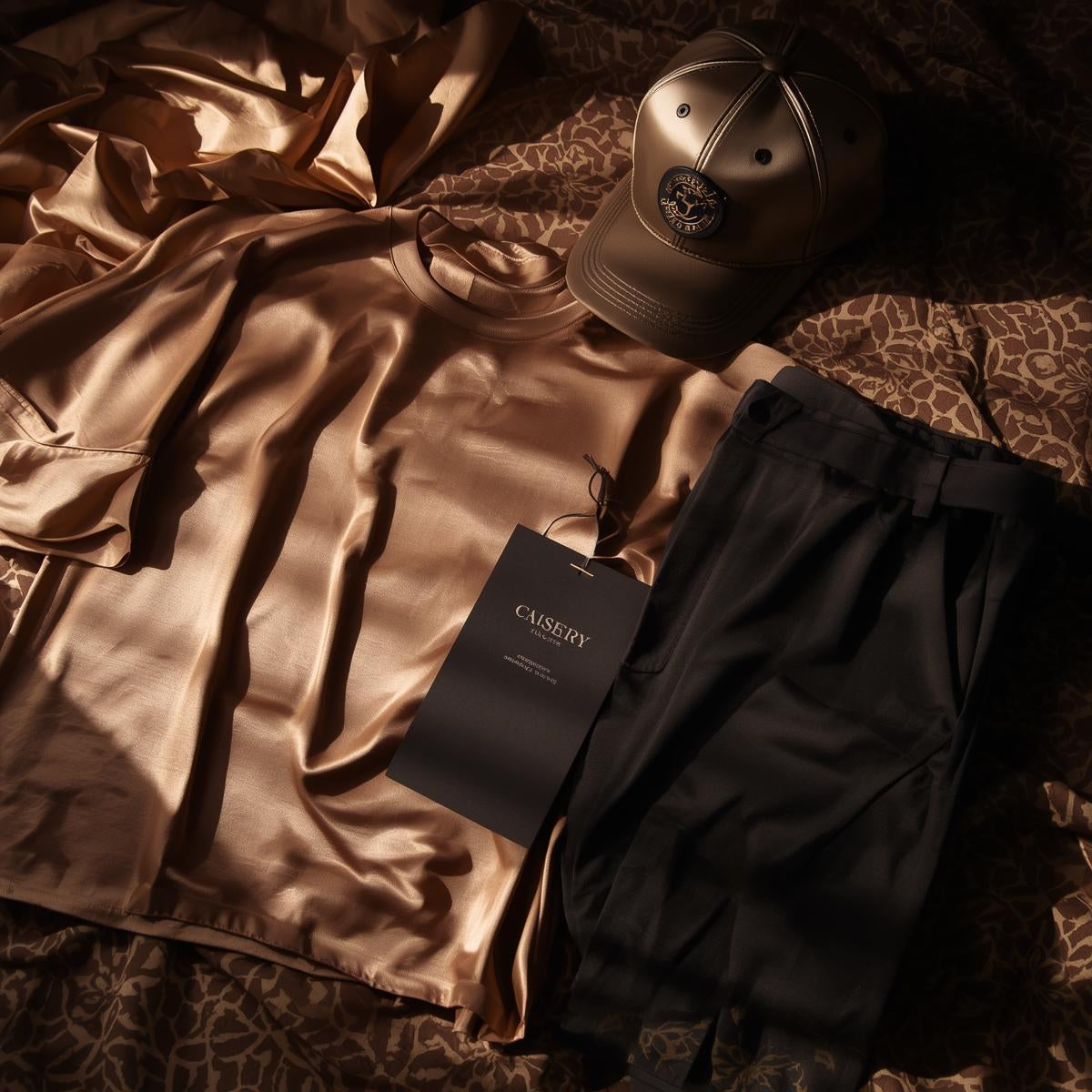 SilkWeave Ultra Set (Cap + Silk-Blend Tee + Tailored Soft Trousers)