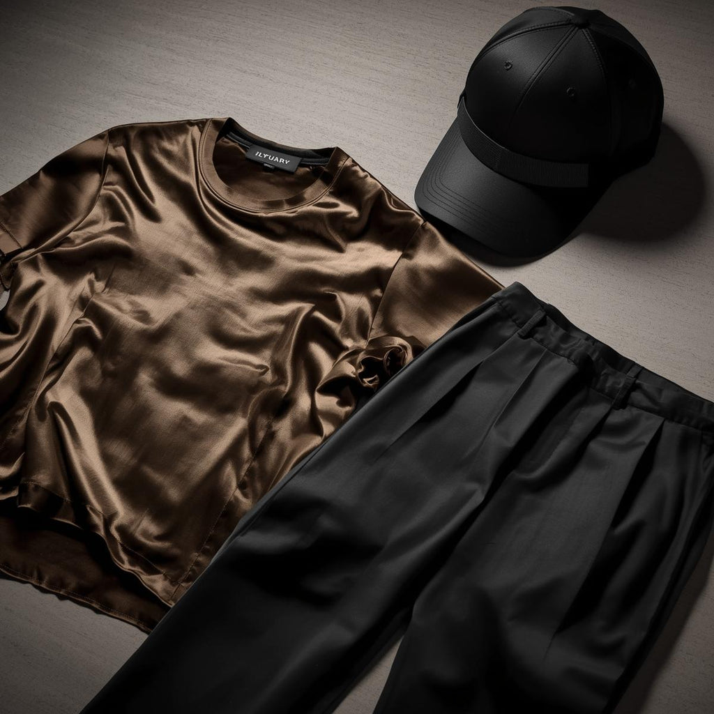 SilkWeave Ultra Set (Cap + Silk-Blend Tee + Tailored Soft Trousers)